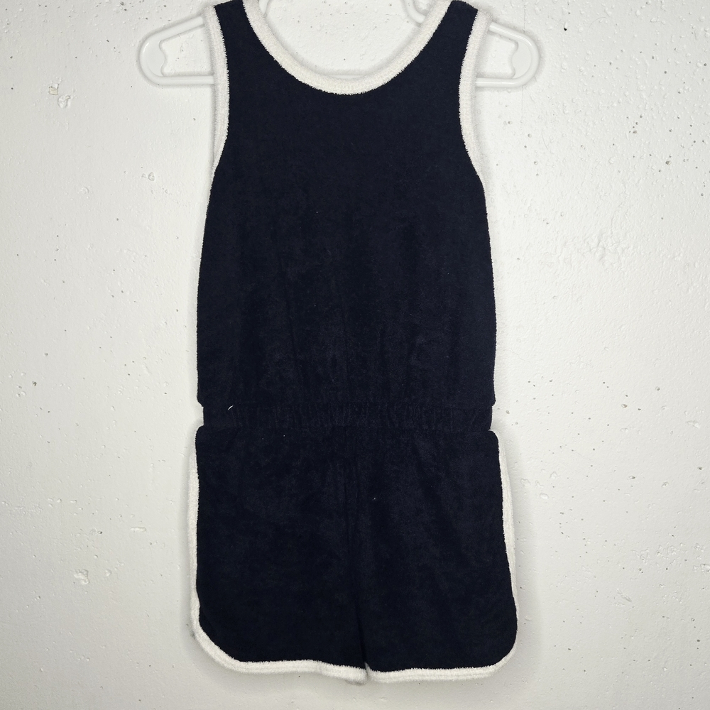 Cat & Jack Navy Terry Romper with White Trim